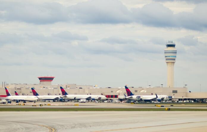 Delta planes parked at Hartsfield-Jackson Atlanta International Airport