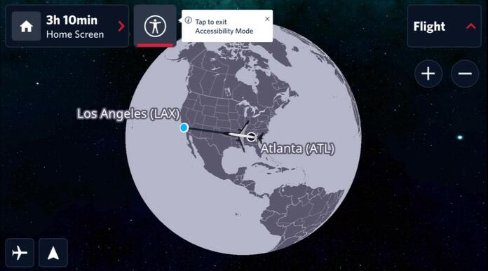 A screenshot of Delta’s new flight map in Accessibility Mode&nbsp;