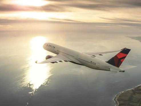 Delta A350 Aircraft in flight