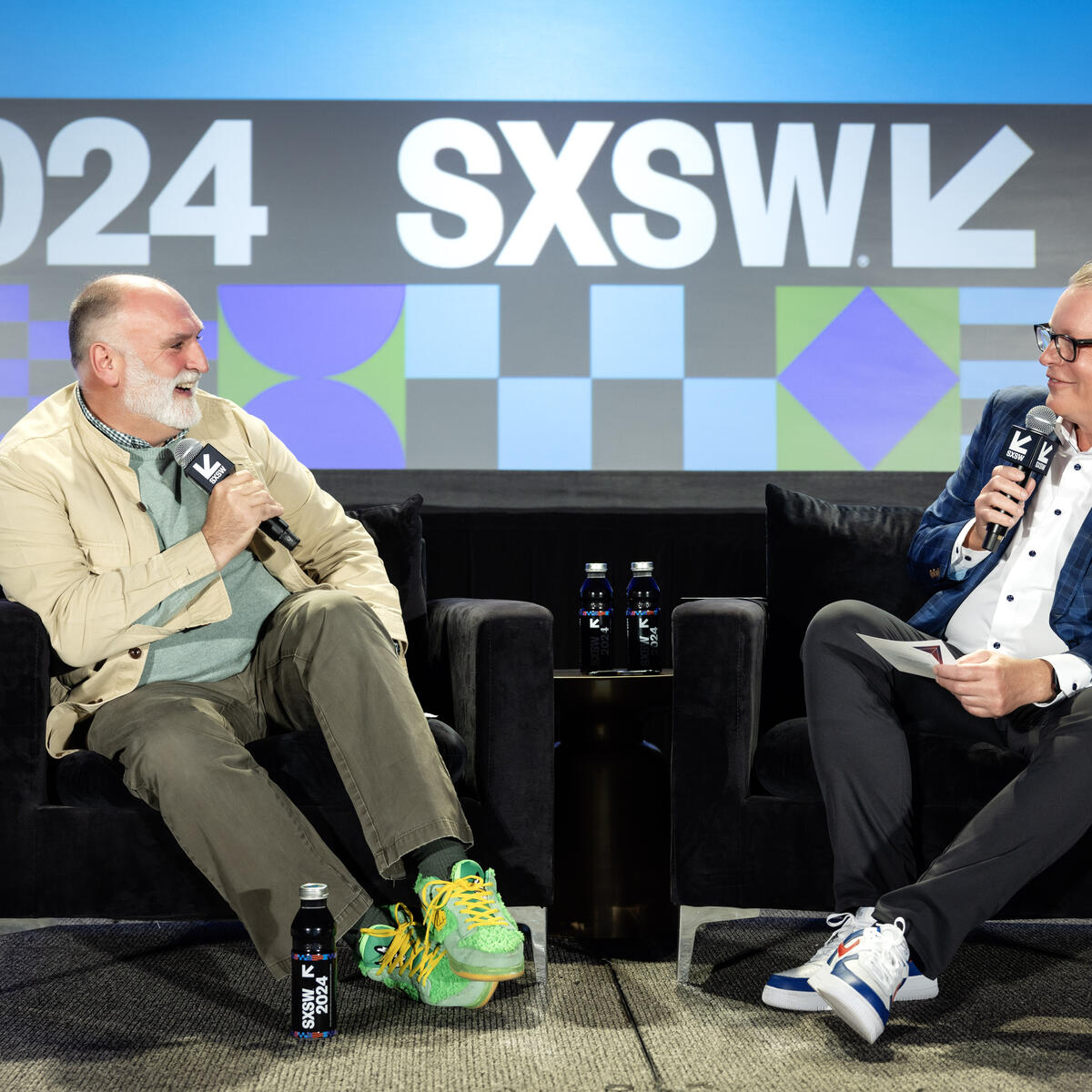 Ed Bastian, Delta Air Lines CEO, interviews chef and humanitarian José Andrés during the second half of the&nbsp;SXSW Featured Session: "People First, Always: How to Put Values at the Heart of your Business"&nbsp;on March 10, 2024.&nbsp;