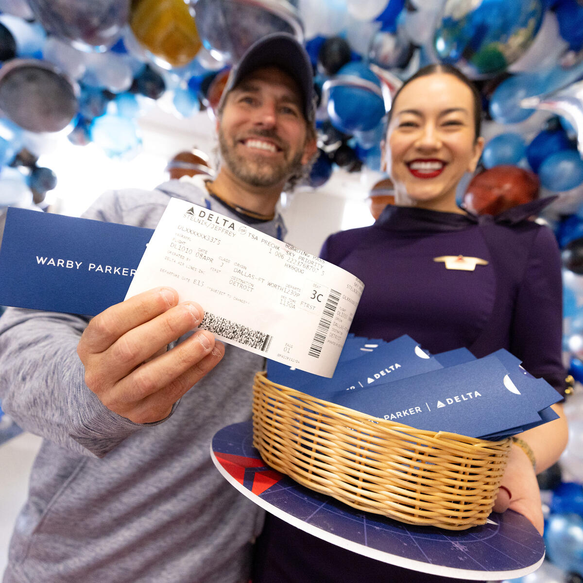 Delta people and customers enjoy the festivities in Dallas ahead of one of Delta's two eclipse flights on April 8, 2024.