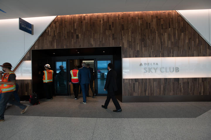 Ed Bastian takes a walkthrough of the new Delta Sky Way on March 28, 2022.