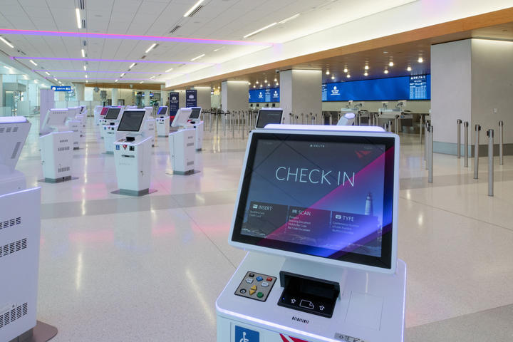 Check-in area at Delta’s LaGuardia terminal