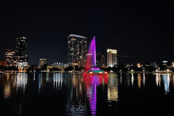 An image of downtown Orlando at night
