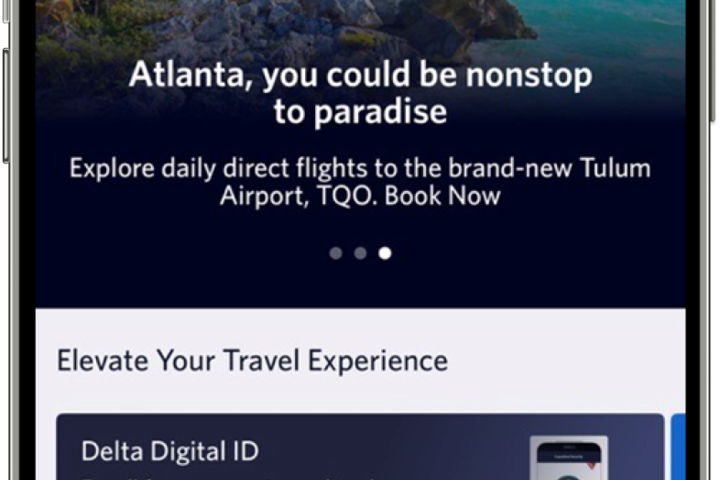 A view of the new Explore page in the Fly Delta app 6.0 version
