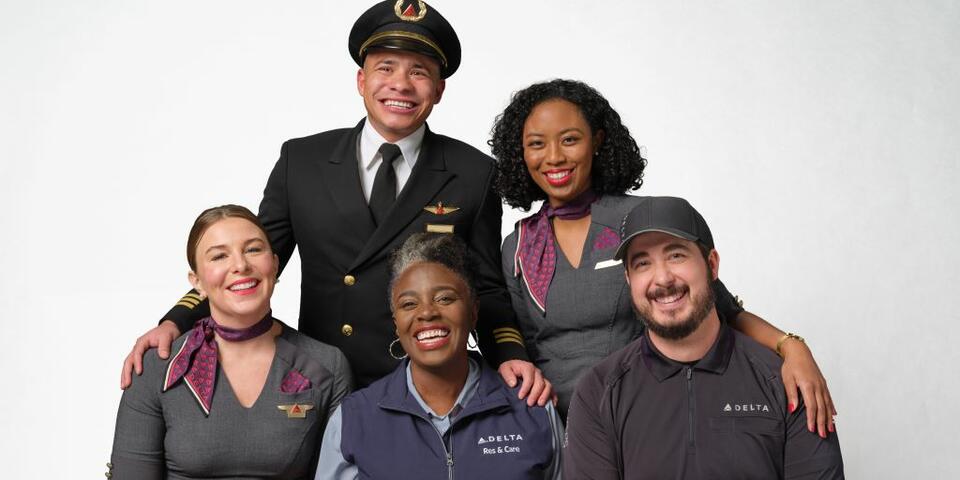 Delta employees gather for a group shot.