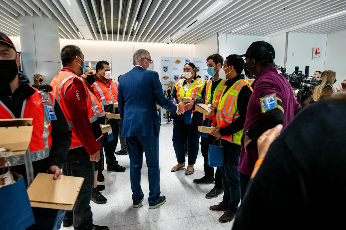 Ed Bastian takes a walkthrough of the new Delta Sky Way on March 28, 2022.