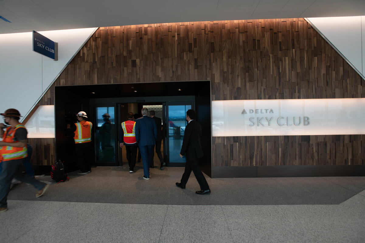 Ed Bastian takes a walkthrough of the new Delta Sky Way on March 28, 2022.