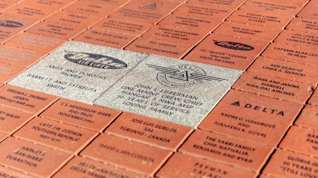 Commemorative bricks at Delta Flight Museum 