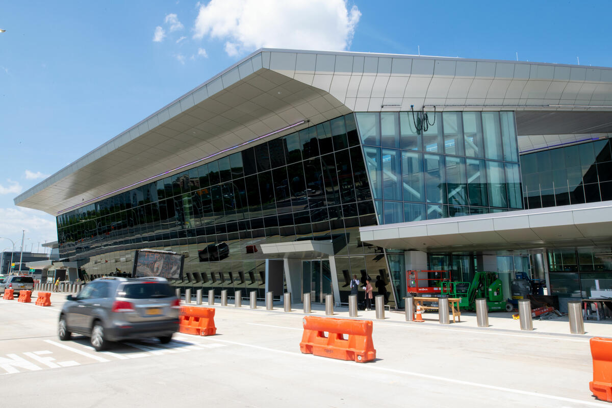 Exterior view of Delta's terminal at LaGuardia, daytime