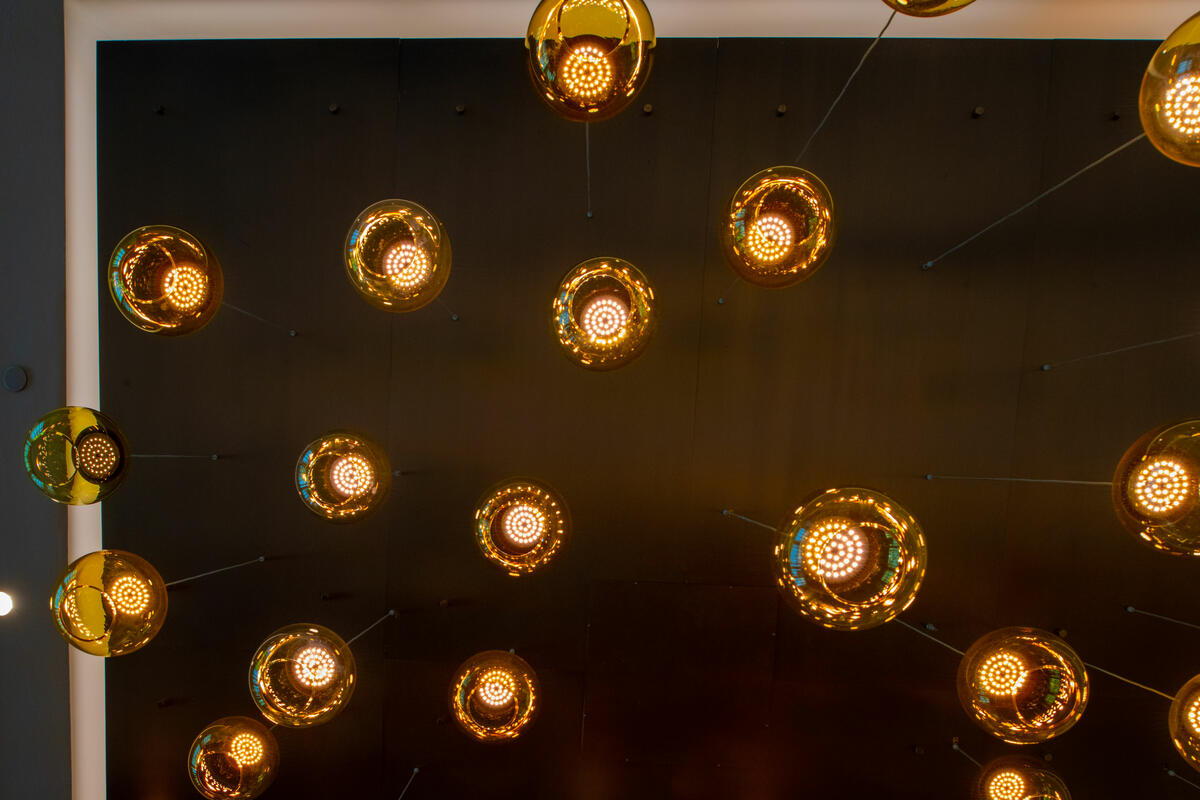 Art installation by Virginia Overton in the atrium of Delta's new LGA terminal
