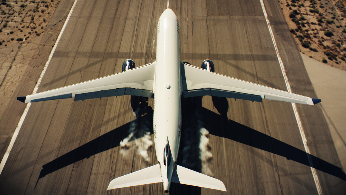 A330-300 taking off on the runway