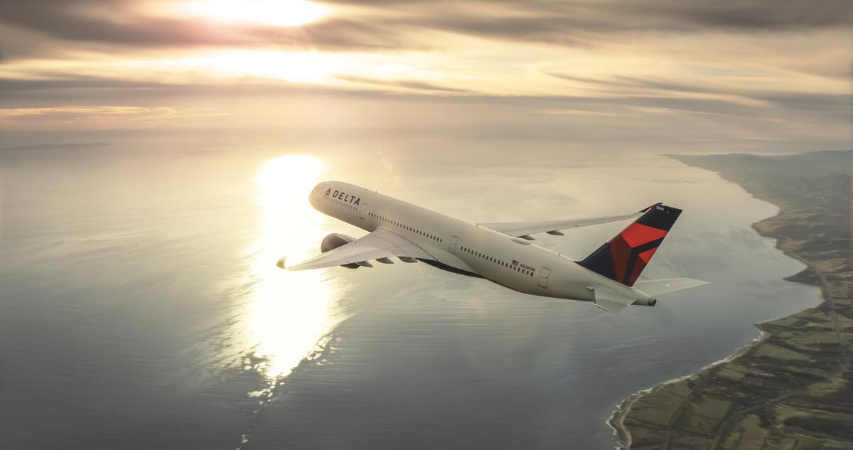 Airbus A350, flying into the sunrise