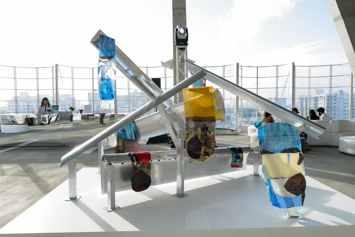 Jillian Mayer's artwork on display in Delta's Open Air Gallery at Miami Art Week.
