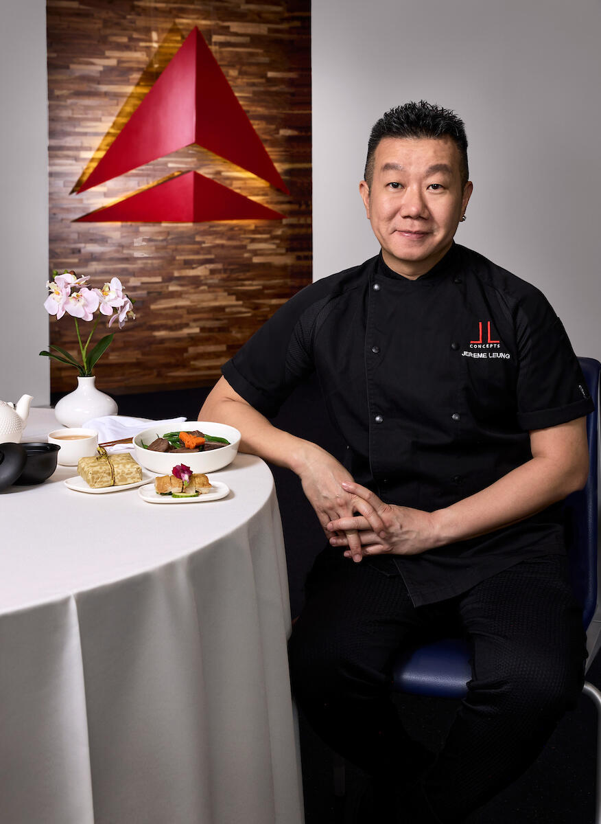 Global restaurateur and pioneering chef Jereme Leung stands in front of the Delta widget.
