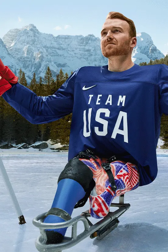 Sled hockey player Declan Farmer