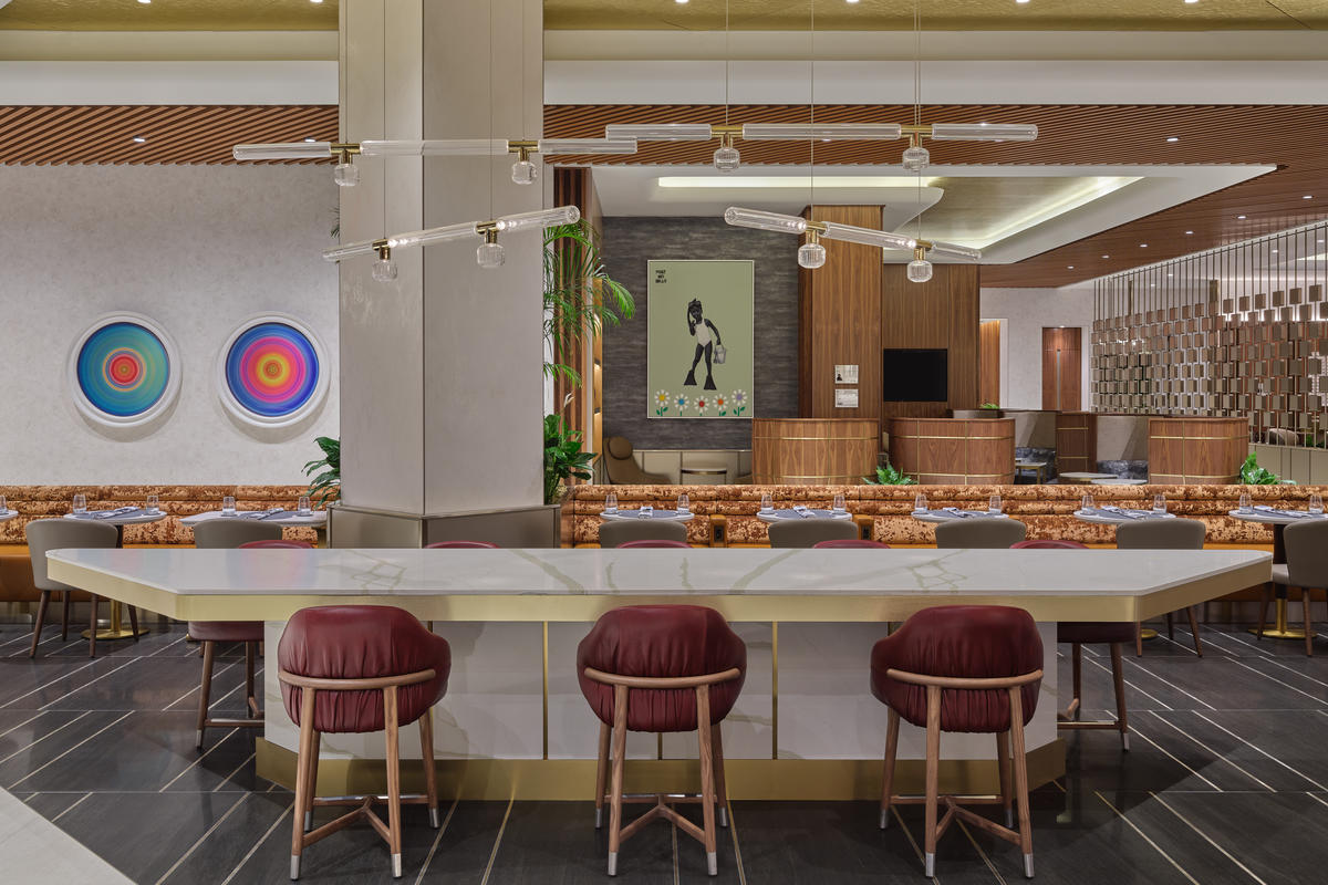 Artwork at the Delta One Lounge at LAX Lounge includes artists from the United States, Philippines, South Africa, Haiti, Japan and more, representing the global reach of this coastal hub.&nbsp; 